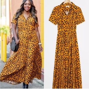 NWT PORRIDGE Anthropologie Vianne Animal Print Belted Maxi Shirtdress Woman 20W